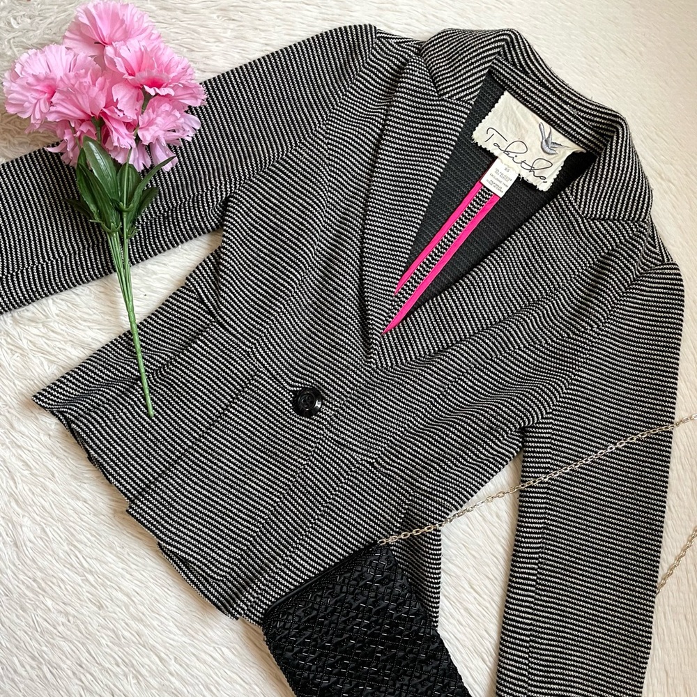 Anthropologie Tabitha peplum striped button down ruffled blazer